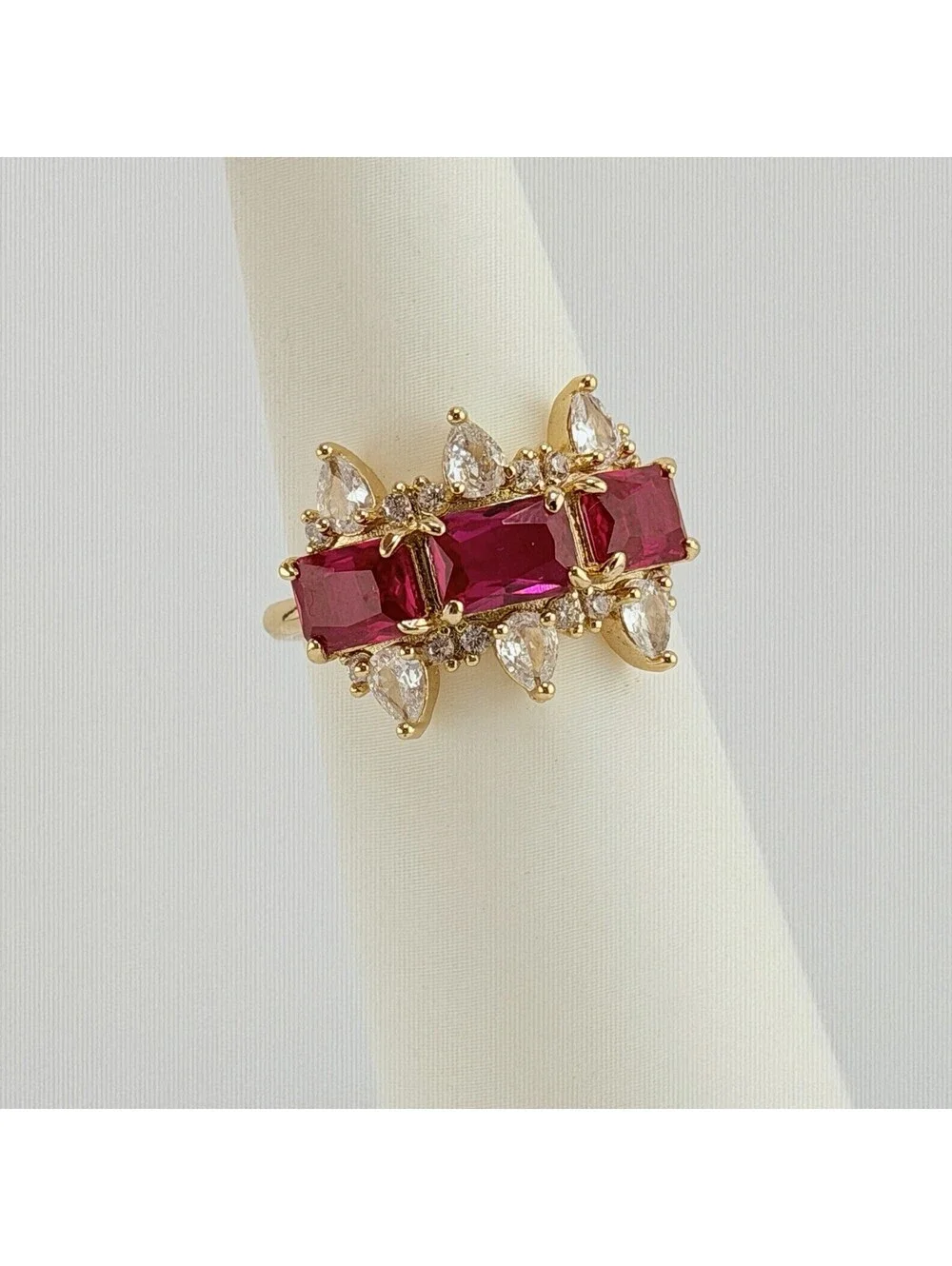 Bomb Party Ring Size 9 “Feeling Alive” Ruby Corundum on Yellow Gold